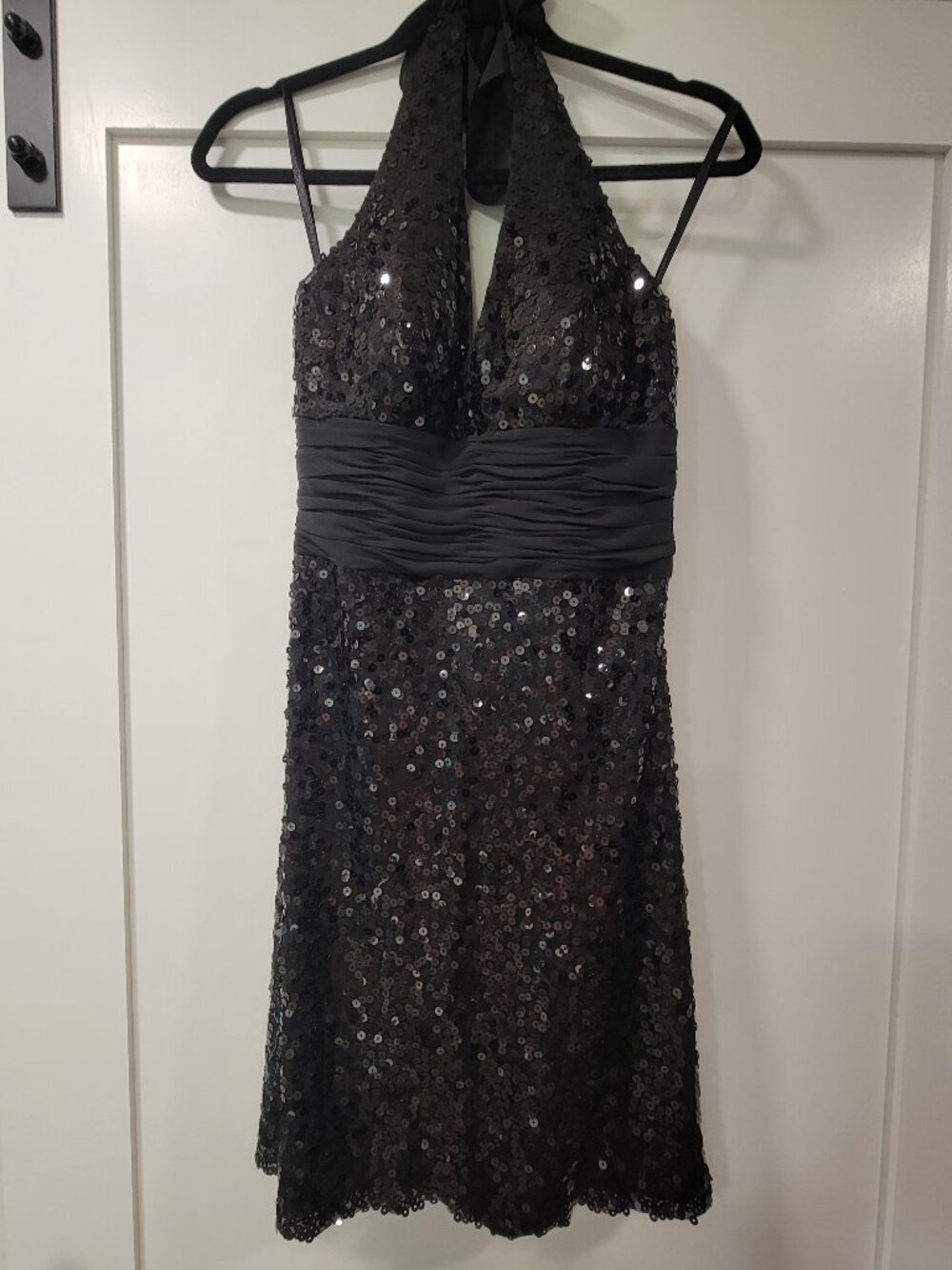 White House Black Market Black Sequin Mini Dress Size 6 Like Brand New
